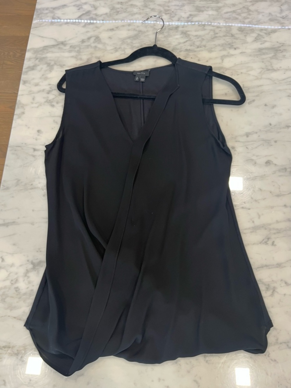 Theory Black Sleeveless Faux-Wrap Camisole